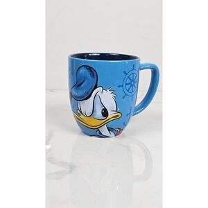 Disney Exclusive Donald Duck Nautical Mug Blue/Yellow Anchor Ship Coffee Cup Mug
